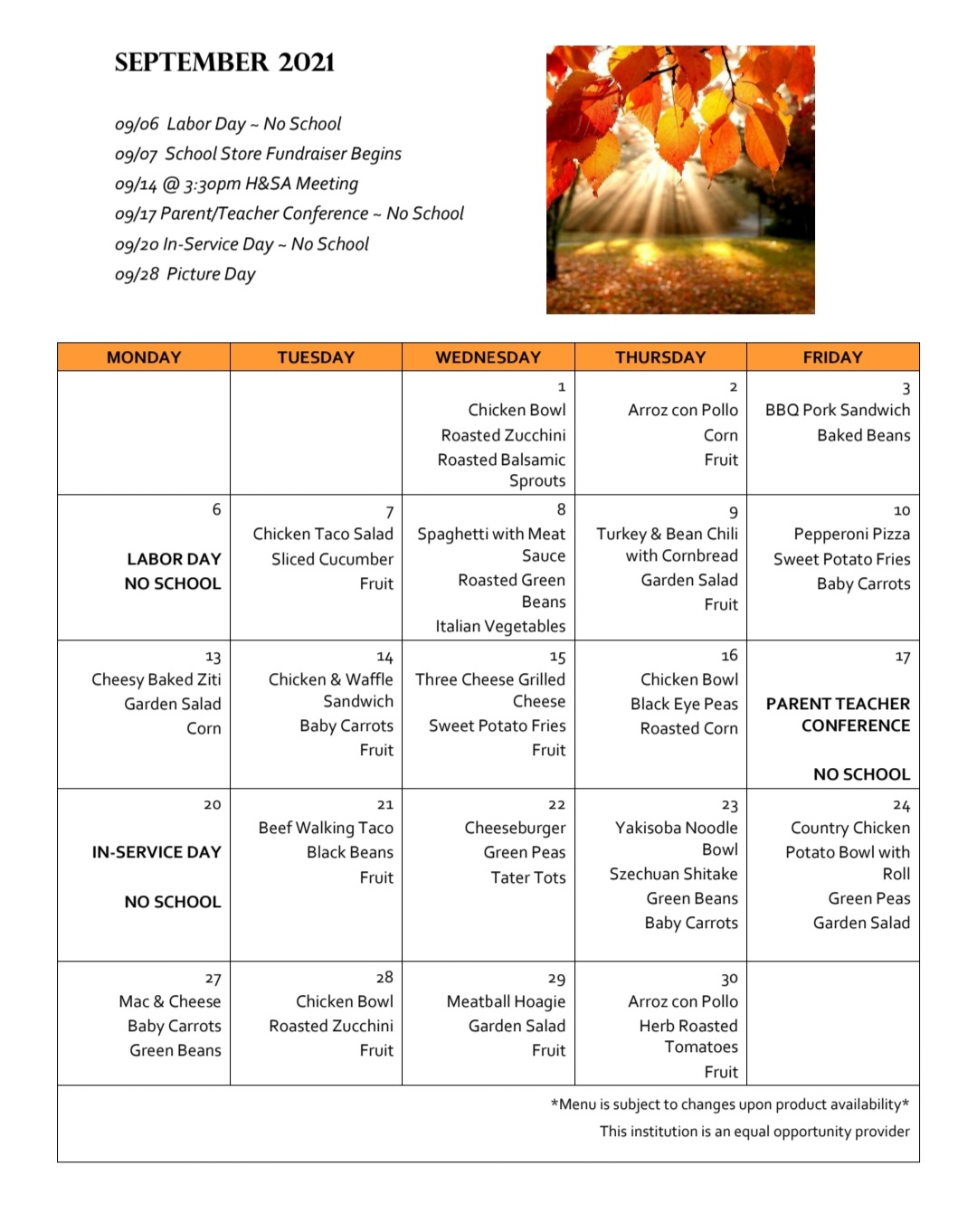Lunch - St. Frances Cabrini Catholic School